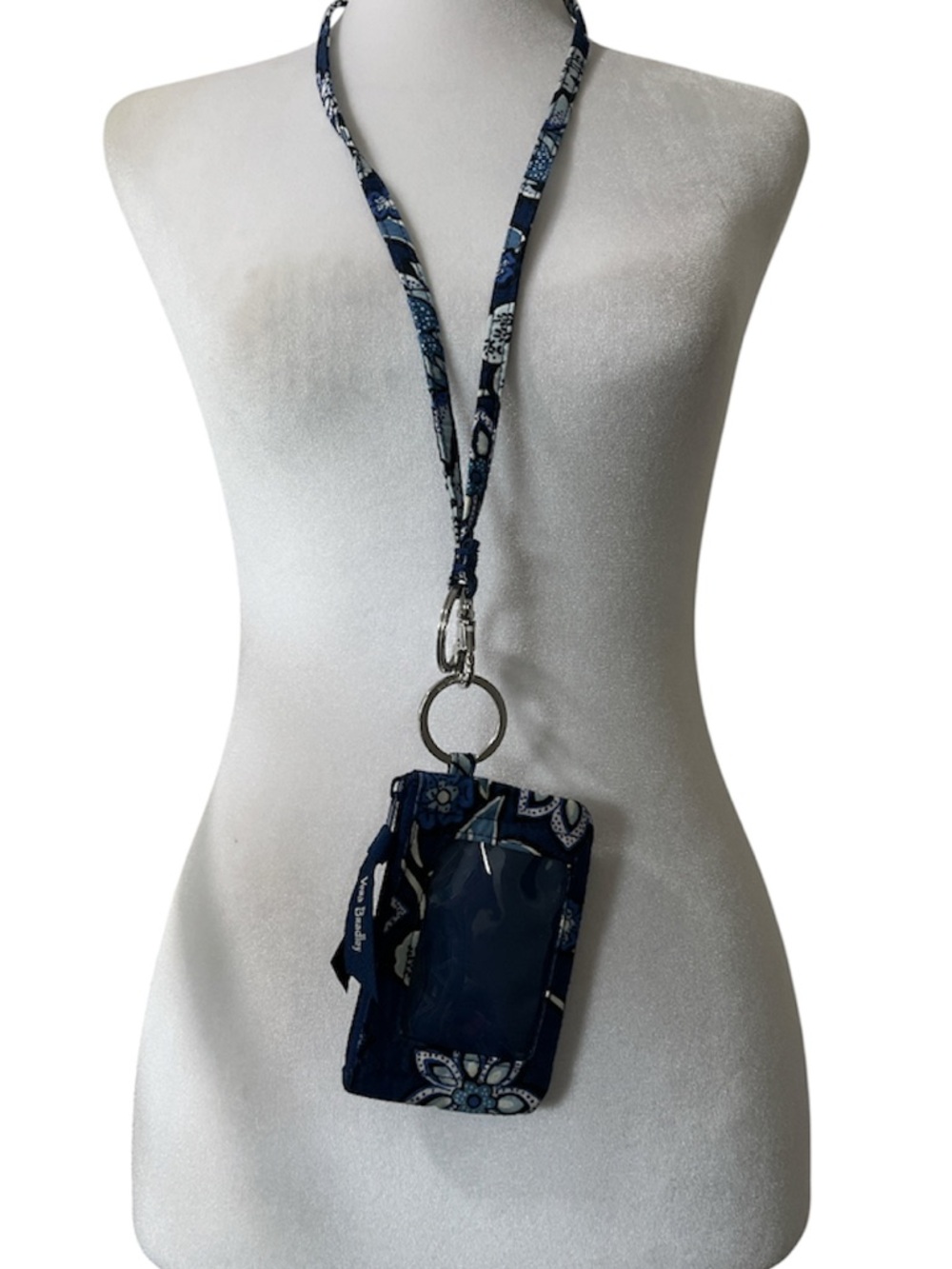 Vera Bradley Navy Floral Lanyard ID Card Holder